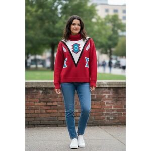 VTG Miller Outerwear  Sweater Pullover Women's‎ M Aztec Graphics Multicolored